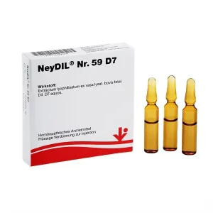 Image shows: NeyDil No. 59 D7 ampoules. PZN 06487078. vitOrgan. Lions-Pharmacy