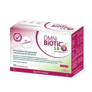 Image shows: Omni biotic SR9 with Vitamins-Allergosan-PZN 16487346. Lions Pharmacy
