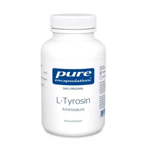 Image shows Pure Encapsulations L-Tyrosin Capsoules. PZN 02823912. Lions-Pharmacy