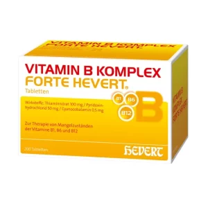 L’image montre le complexe de vitamine B forte comprimés Hevert 200 Pharmacie St. Lions. PZN 05003960
