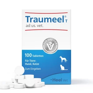traumeel t ad us.vet. tablets for dogs and cats, a box with 100 pc presented by Lions Pharmacy.