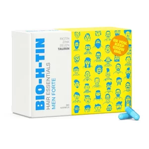 A box BIO-H-TIN Hair Essentials Men Forte Capsoules, PZN 19451716 on Lions-Pharmacy