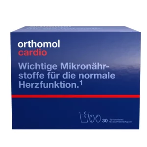 A box Orthomol Cardio tablets from manufacturer Orthomol, PZN 05919239, presented by Lions Pharmacy