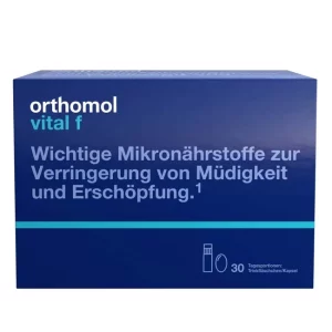 A box Orthomol Vital F combo pack, PZN 01319689, presented by Lions Pharmacy