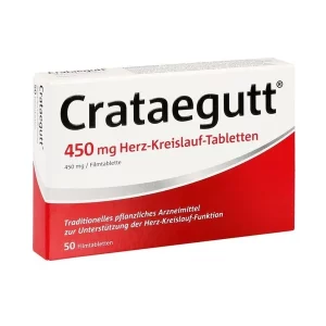 A box Crataegutt 50 pcs from Dr W Schwabe, PZN-14064529, presented by Lions Pharmacy