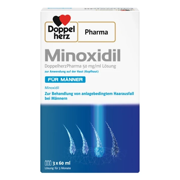 Packshot DoppelherzPharma Minoxidil 50 mg/ml Liquid for Hair Loss
